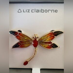Vintage Liz Claiborne Gold-Tone Dragonfly Brooch